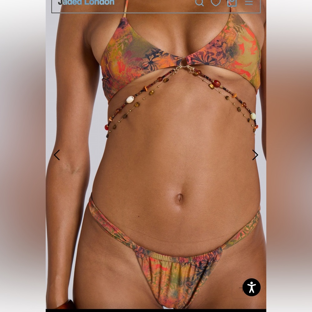 Revolve Jaded London Hina Bikini Set W/ Beaded Trims Top & Bottoms Sz 0 NWT NEW - Picture 4 of 15